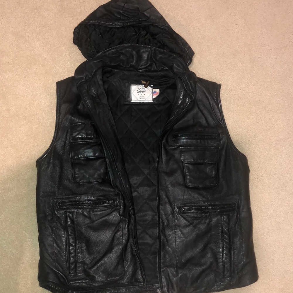 Men's Distressed Genuine leather vest Large